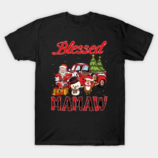 Blessed Mamaw Red Plaid Christmas T-Shirt